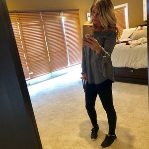 Off the shoulder long sleeved shirt